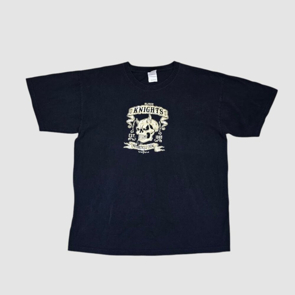 Black Knights Skull T Shirt Mens Large Biker Graphic Cotton